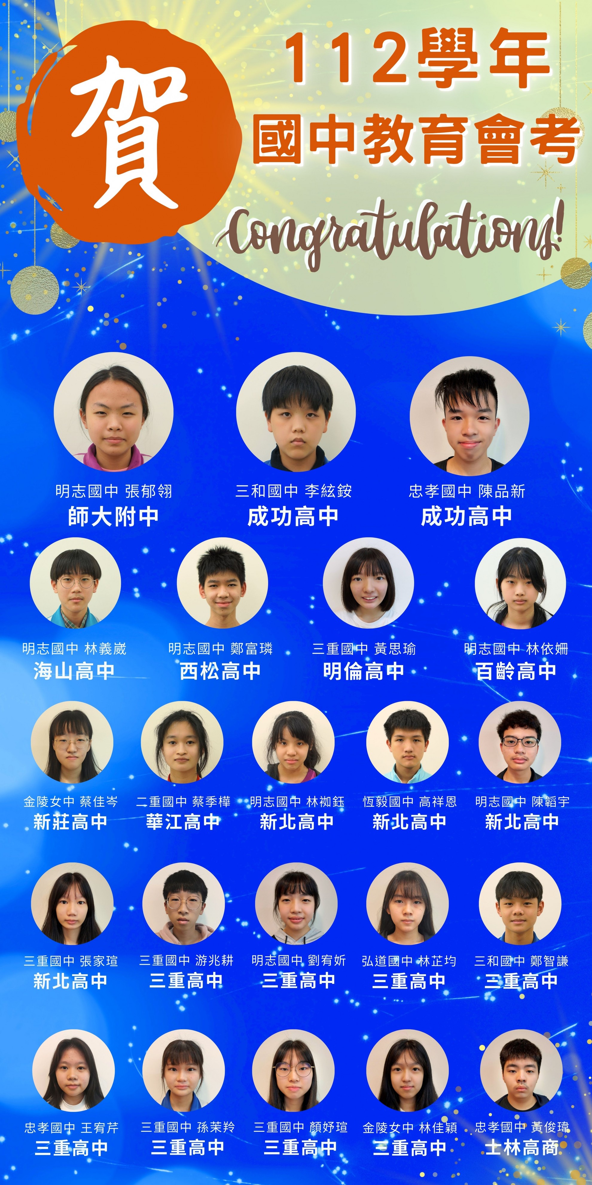 112年 國中會考成績優異